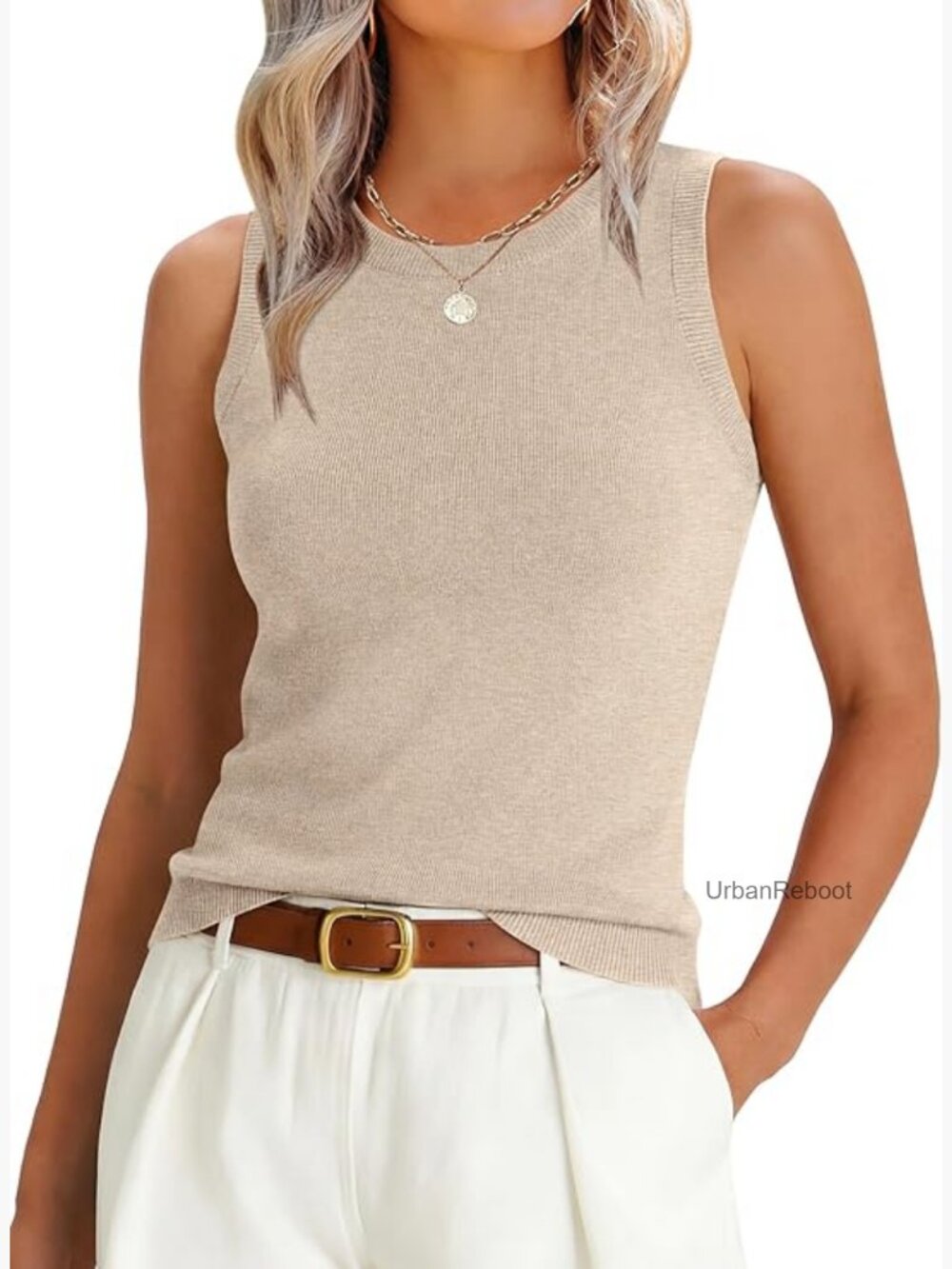 Wool Blend Sleeveless Tank Top Soft Business Casual Summer